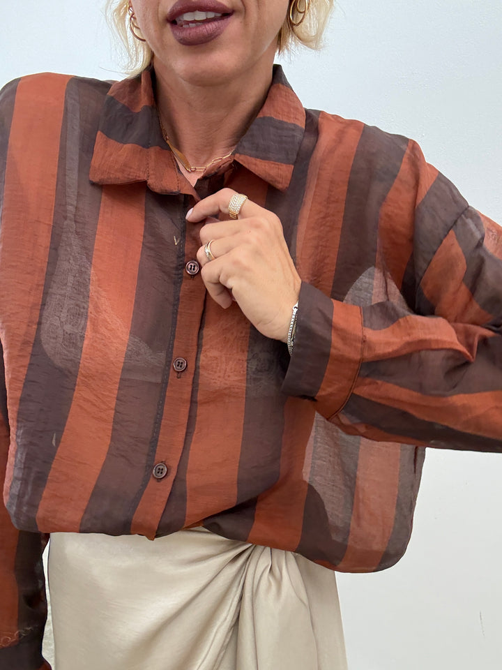 CAMICIA LIA COLLETTO RIGA RUST/CIOCCO