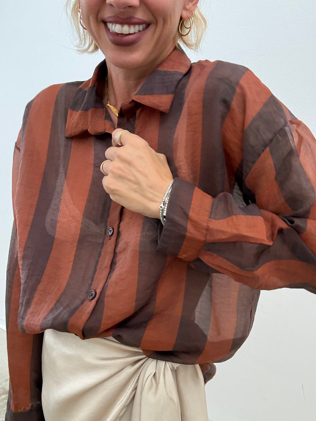 CAMICIA LIA COLLETTO RIGA RUST/CIOCCO