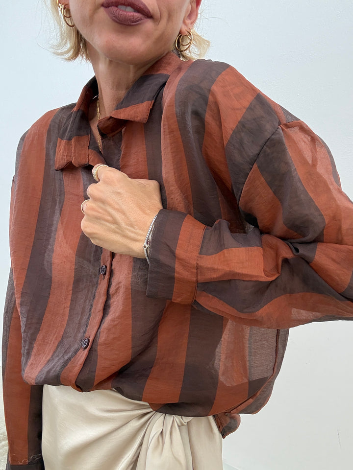 CAMICIA LIA COLLETTO RIGA RUST/CIOCCO