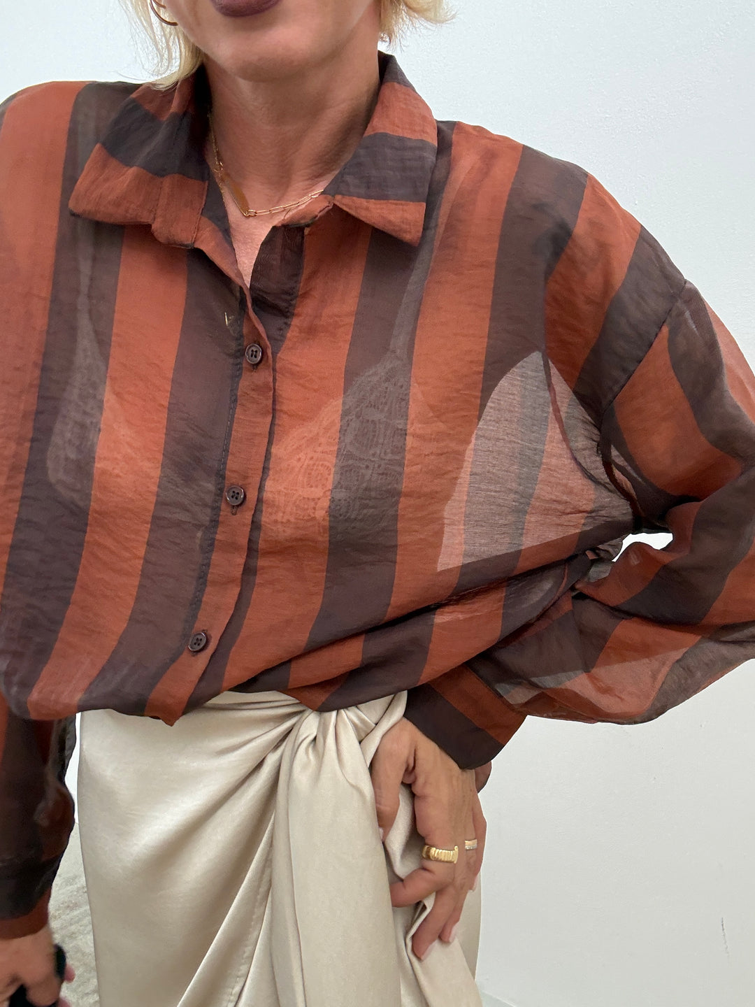 CAMICIA LIA COLLETTO RIGA RUST/CIOCCO
