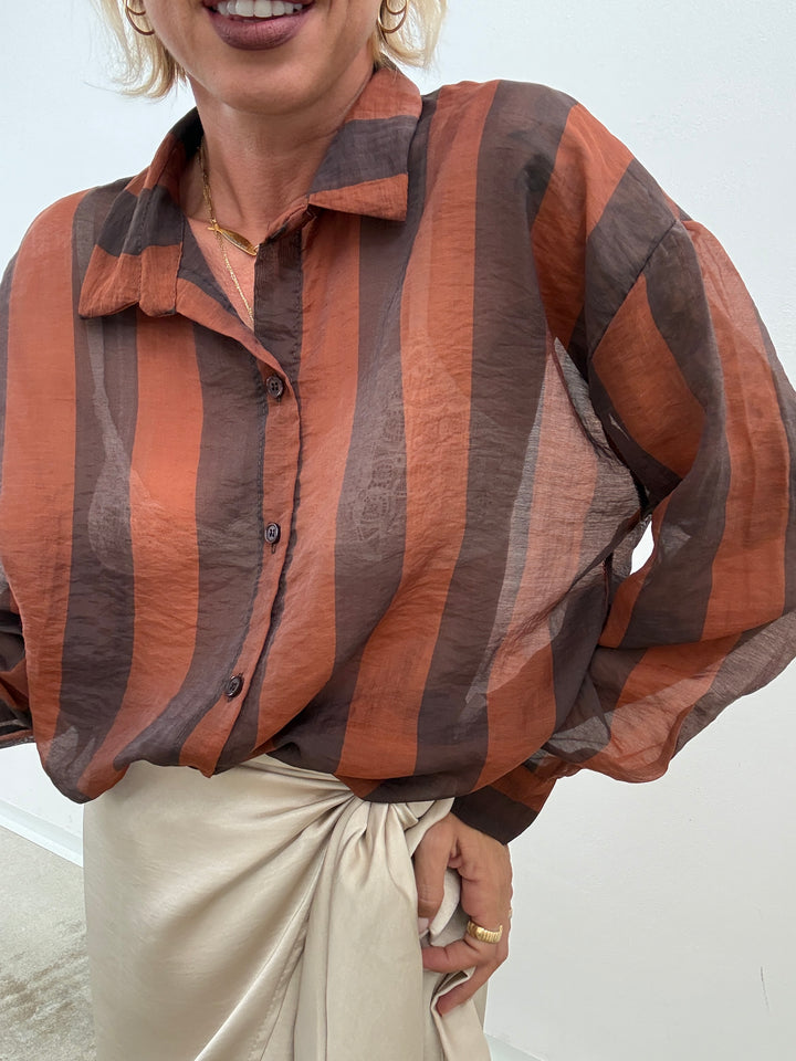 CAMICIA LIA COLLETTO RIGA RUST/CIOCCO