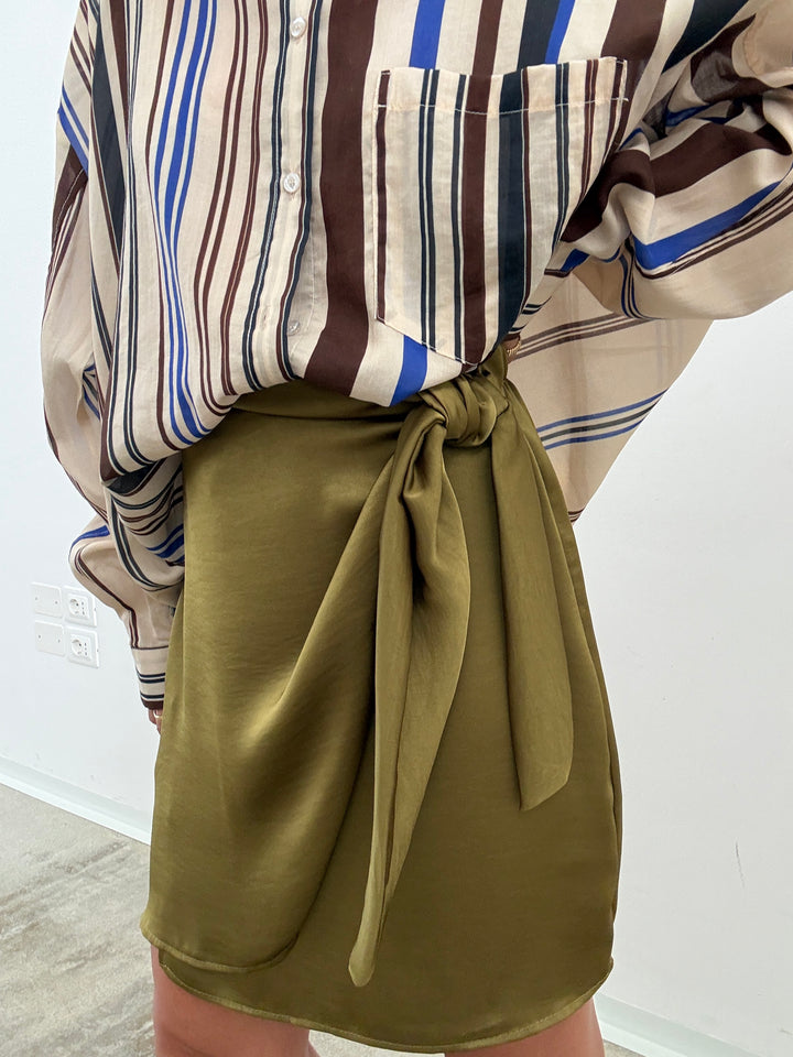 MINIGONNA PORTAFOGLIO SATIN OLIVA