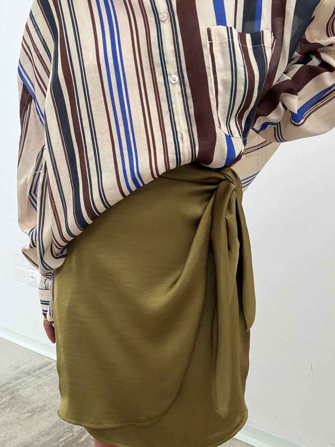 MINIGONNA PORTAFOGLIO SATIN OLIVA
