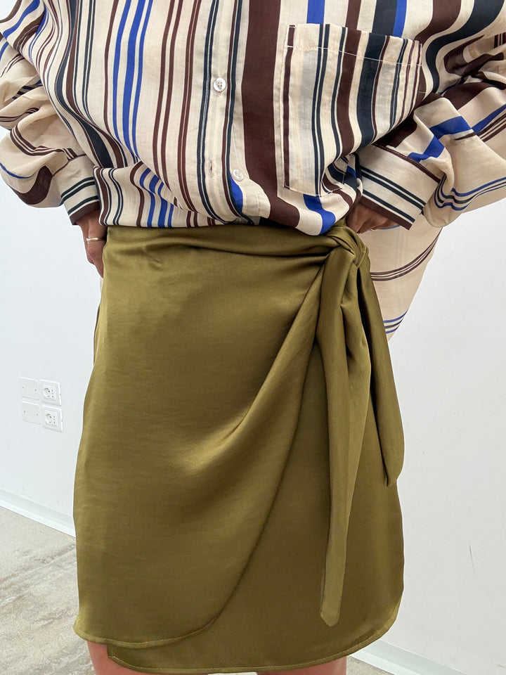 MINIGONNA PORTAFOGLIO SATIN OLIVA