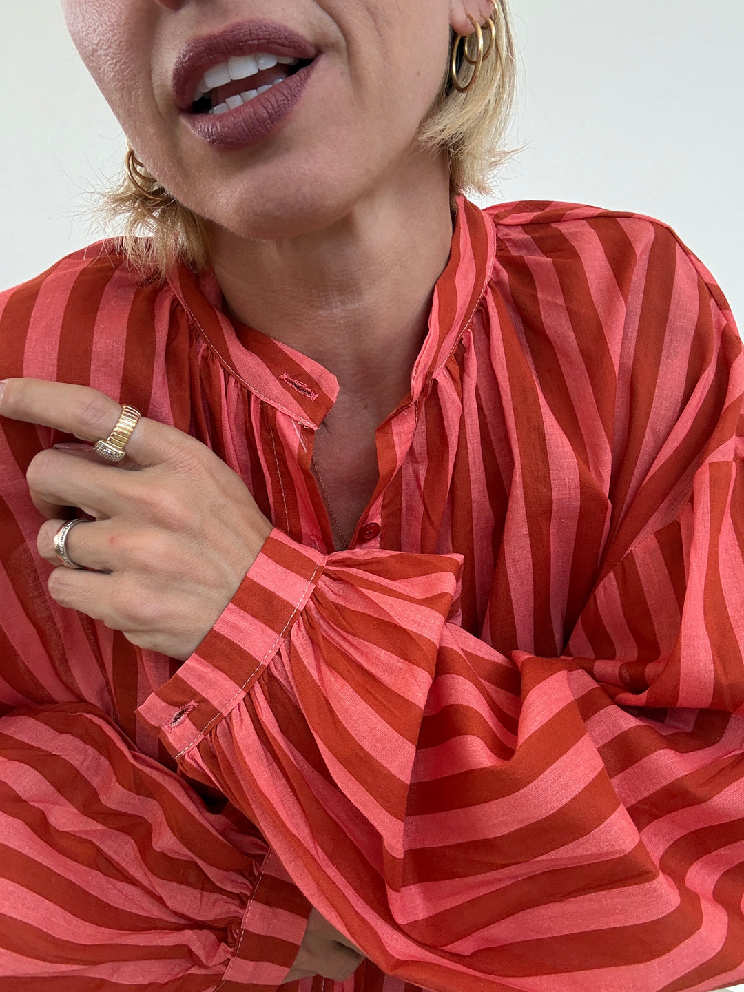 CAMICIA MUSSOLA RIGA CORALLO/RUST