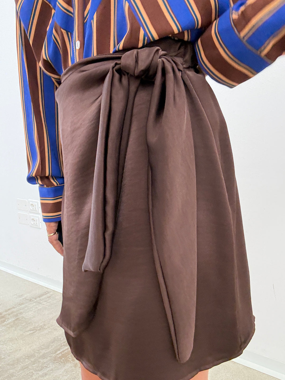MINIGONNA PORTAFOGLIO SATIN CIOCCO