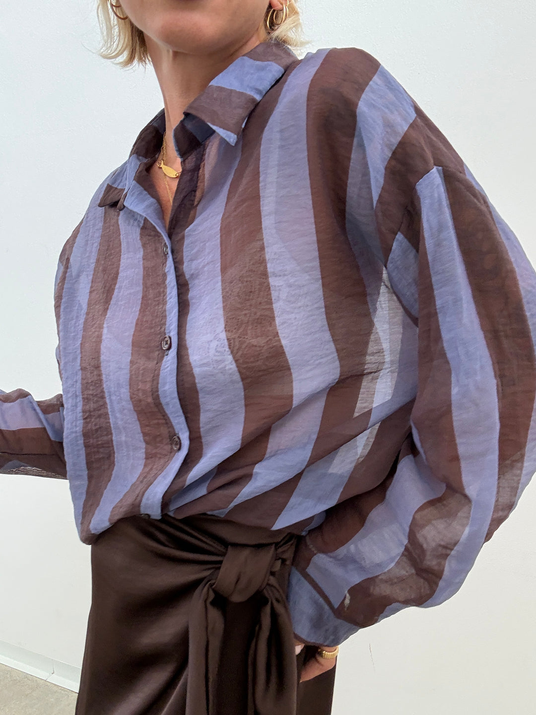 CAMICIA LIA COLLETTO RIGA CIOCCO/LILLA