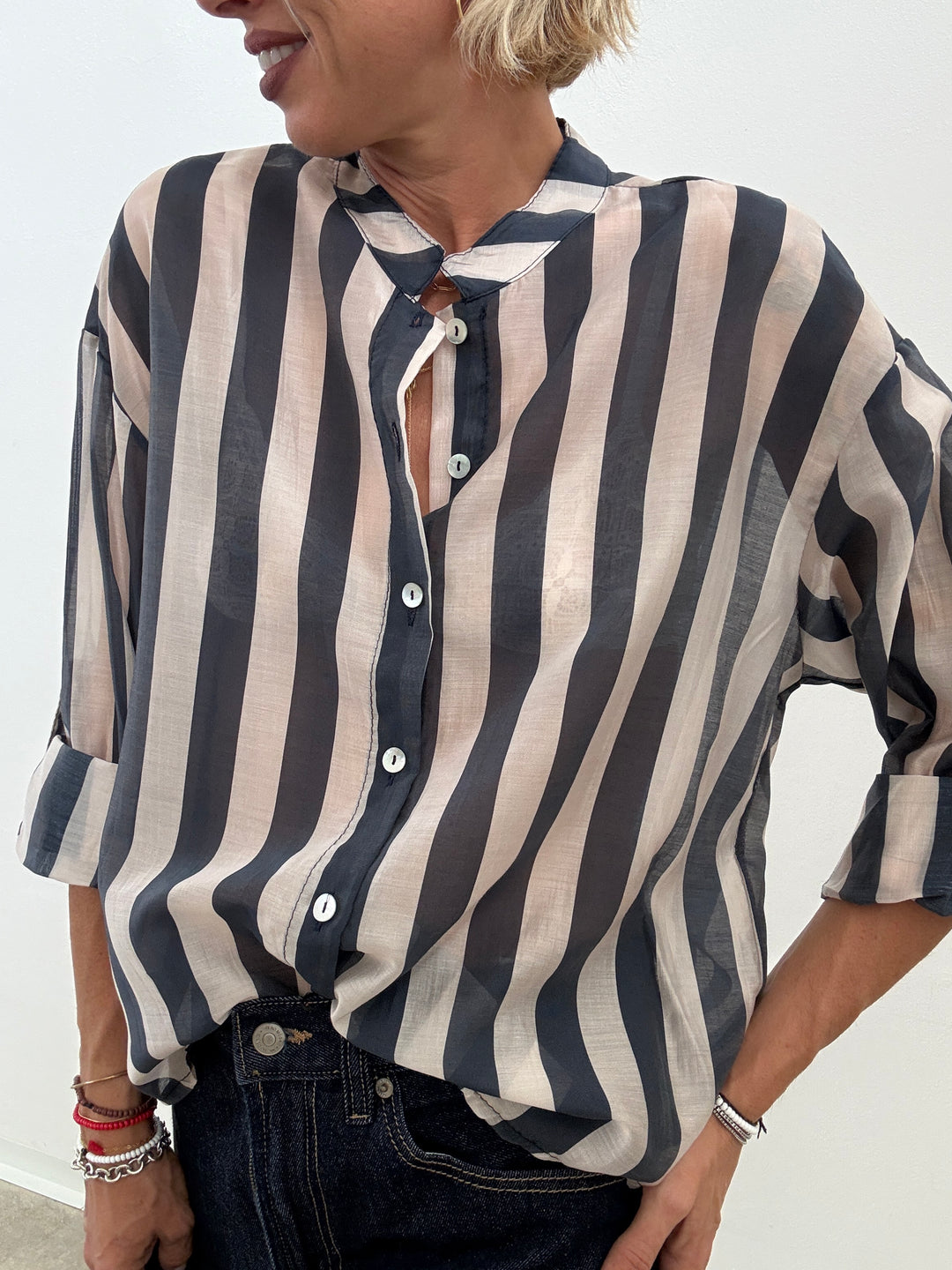 CAMICIA SOFIA RIGA BLU/PANNA