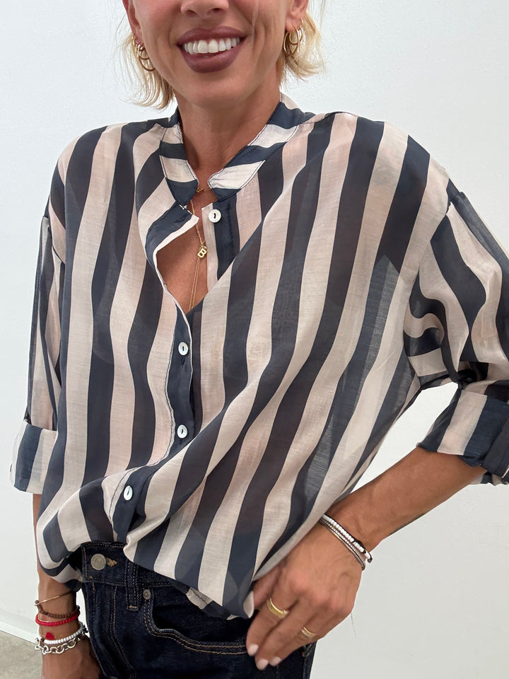 CAMICIA SOFIA RIGA BLU/PANNA