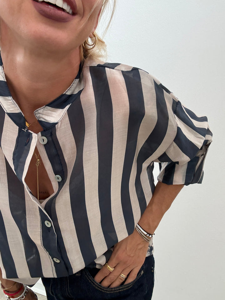CAMICIA SOFIA RIGA BLU/PANNA