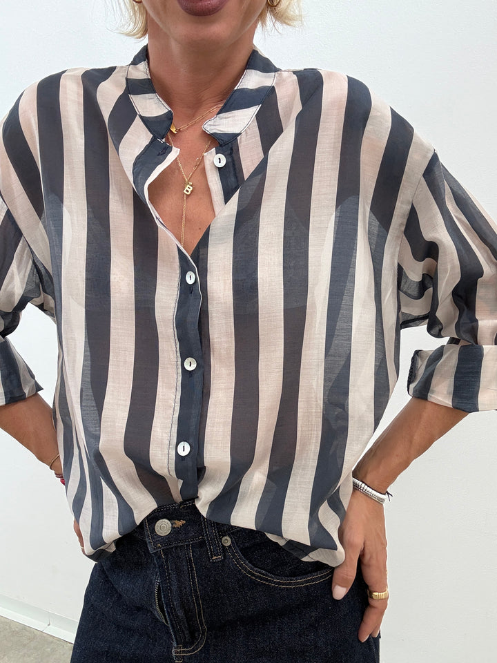 CAMICIA SOFIA RIGA BLU/PANNA