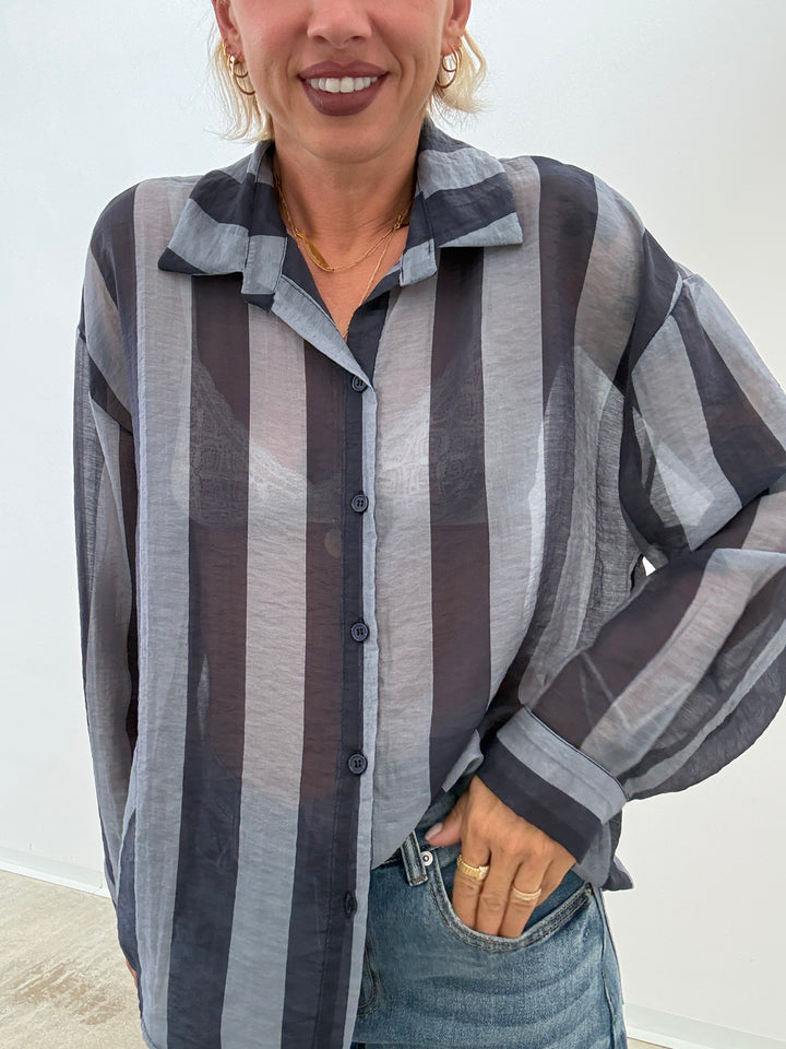 CAMICIA LIA COLLETTO RIGA BLU/INDIGO
