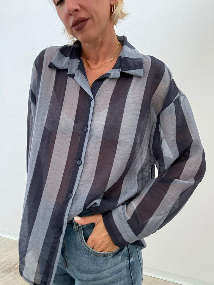 CAMICIA LIA COLLETTO RIGA BLU/INDIGO