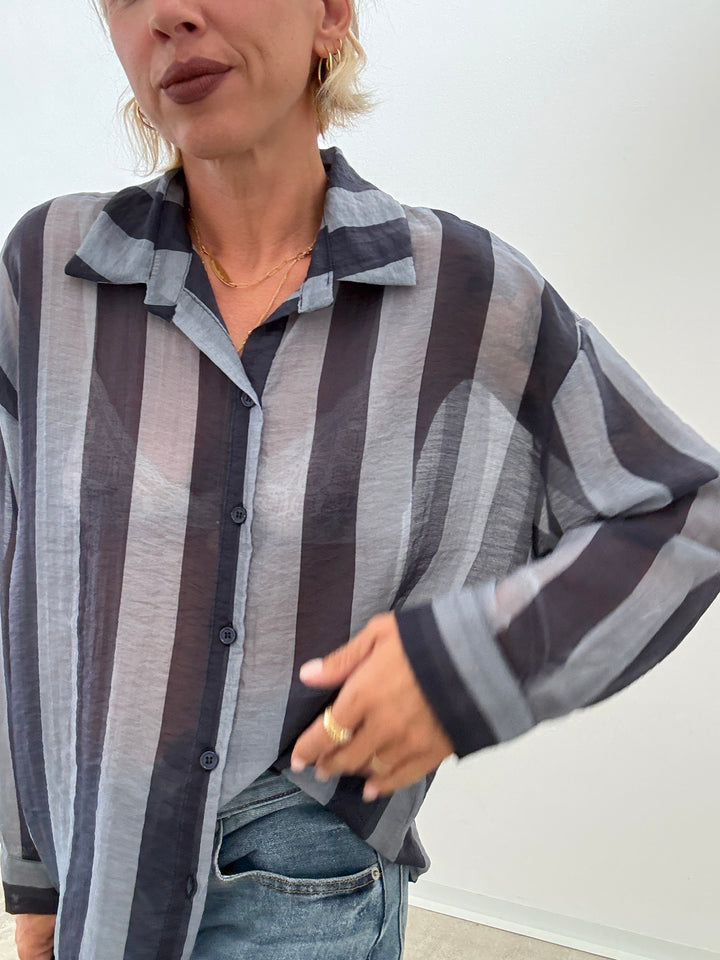 CAMICIA LIA COLLETTO RIGA BLU/INDIGO