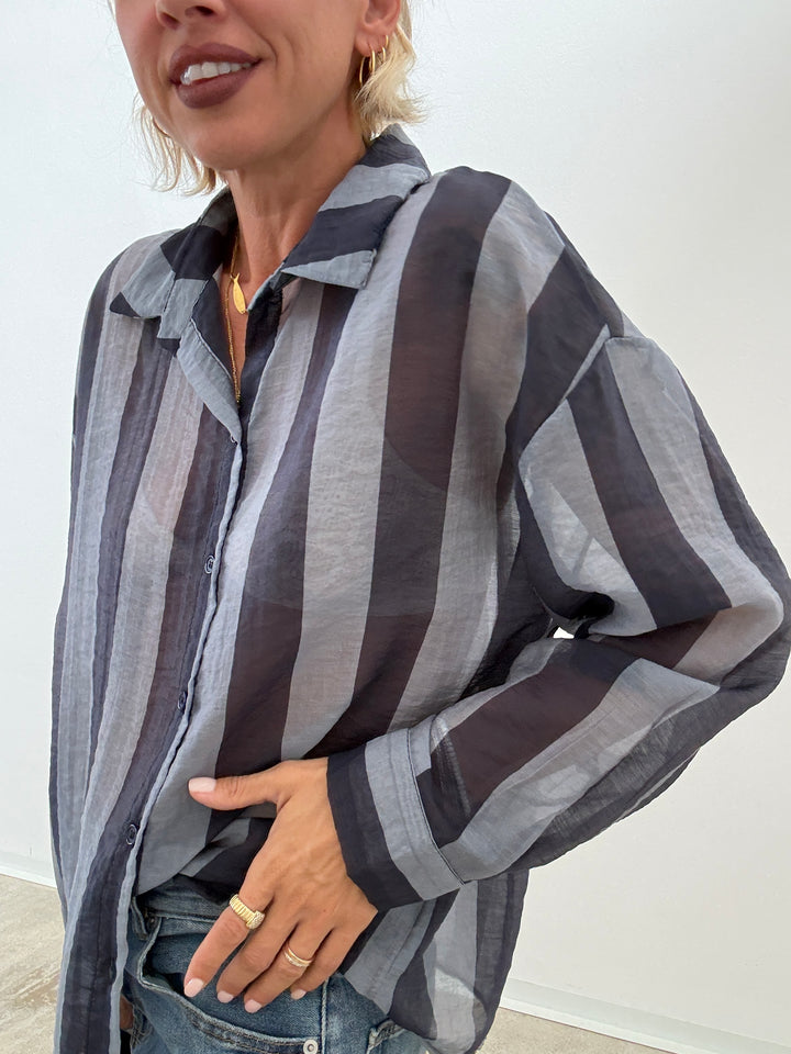 CAMICIA LIA COLLETTO RIGA BLU/INDIGO
