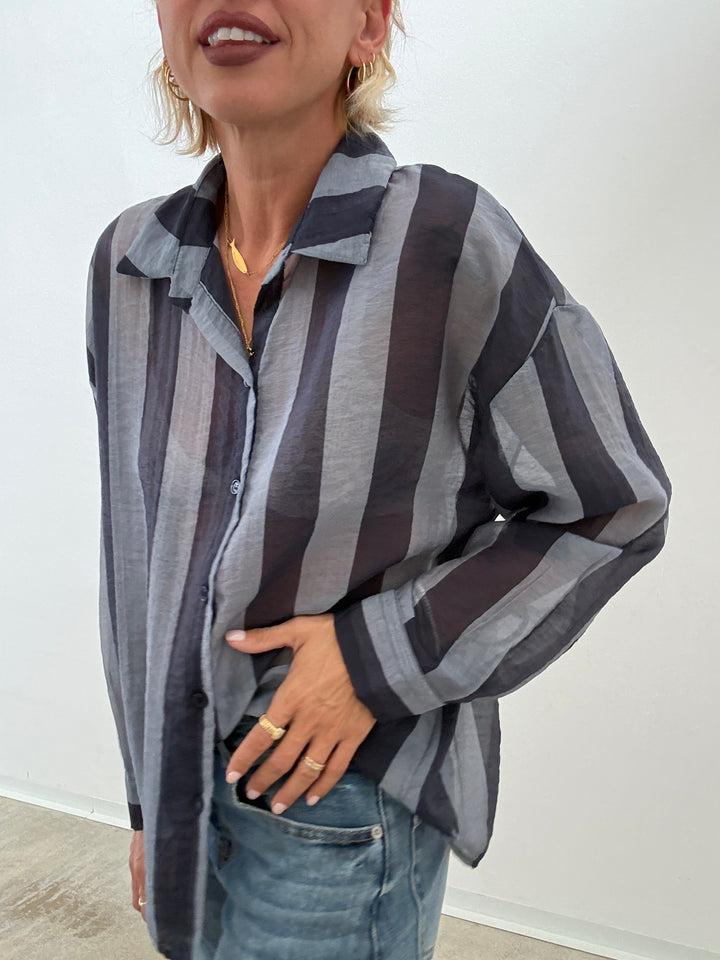 CAMICIA LIA COLLETTO RIGA BLU/INDIGO