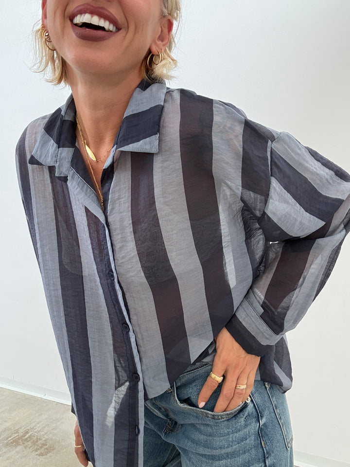 CAMICIA LIA COLLETTO RIGA BLU/INDIGO