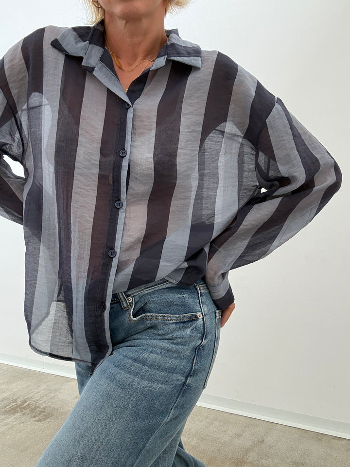 CAMICIA LIA COLLETTO RIGA BLU/INDIGO