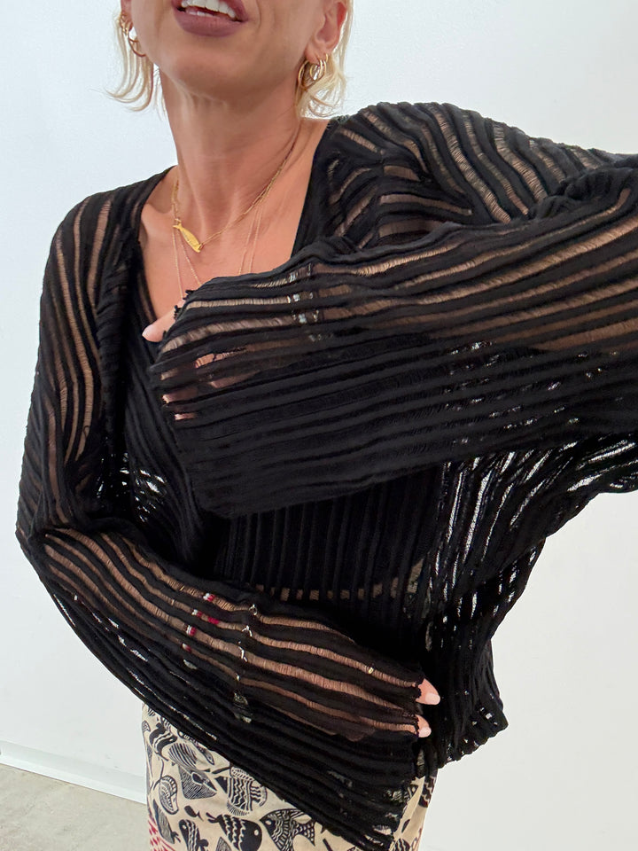 MAGLIA ISLA TRAFORATA NERA