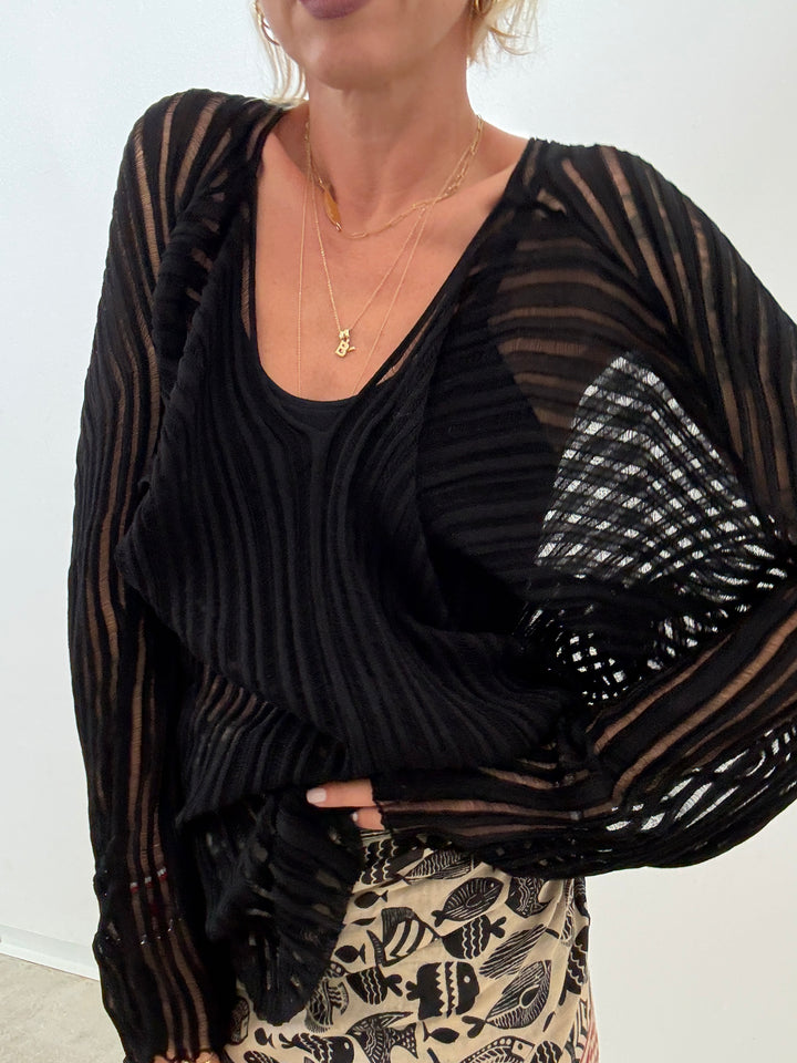 MAGLIA ISLA TRAFORATA NERA