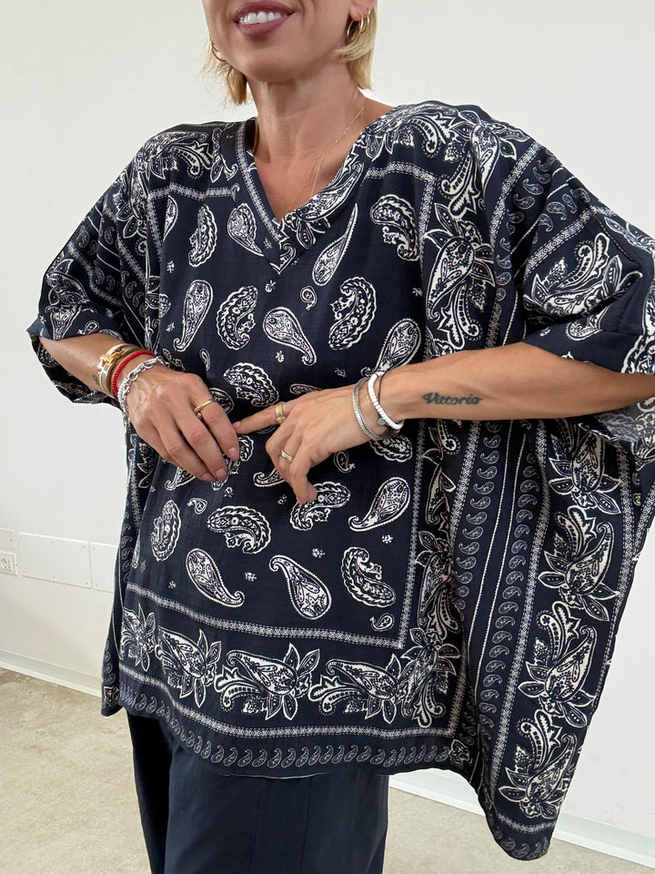 MAGLIA PAISLEY BLU
