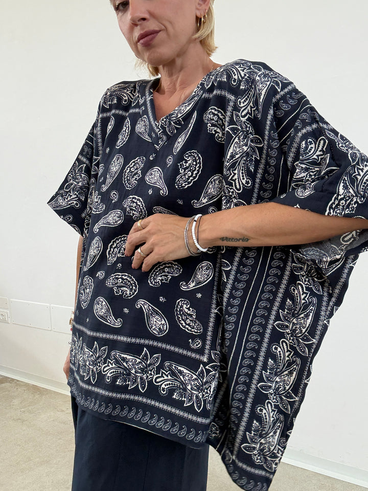 MAGLIA PAISLEY BLU