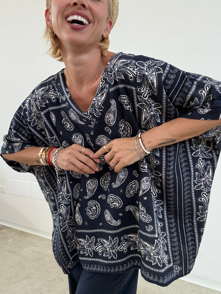 MAGLIA PAISLEY BLU