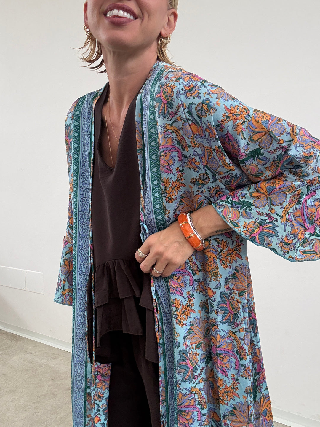KIMONO BALZA CELESTE/ARANCIONE