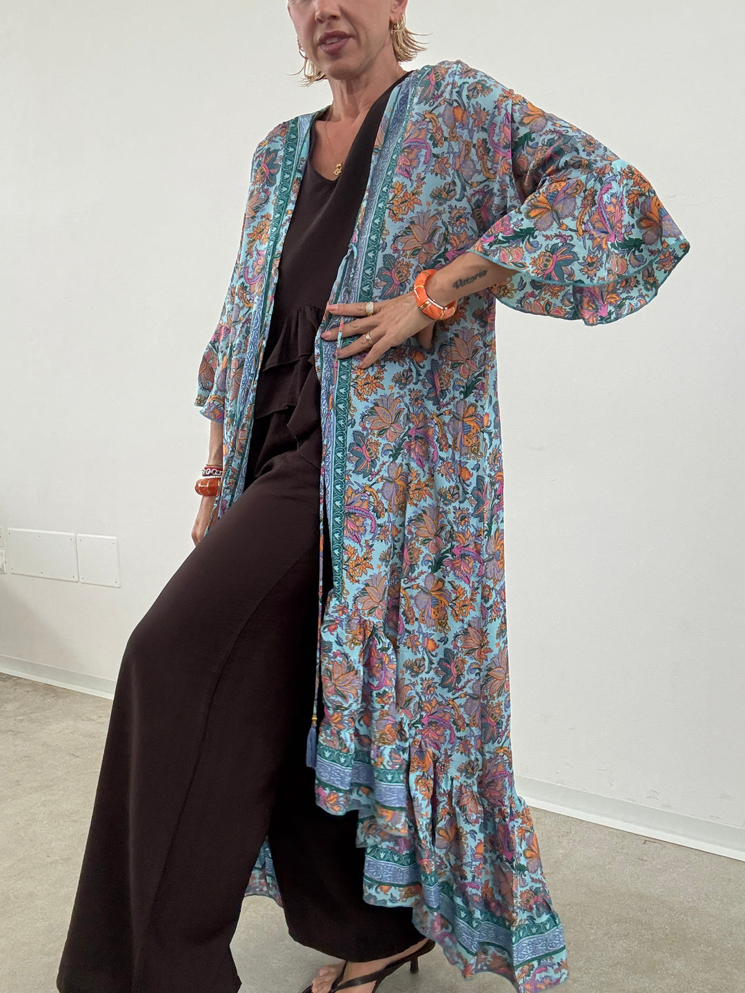 KIMONO BALZA CELESTE/ARANCIONE