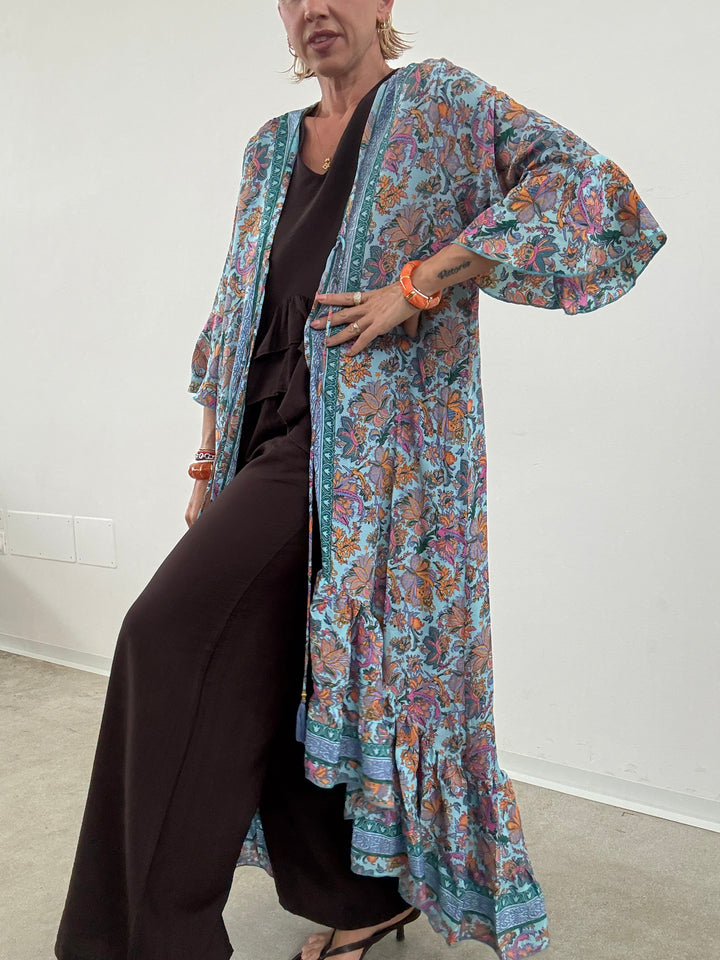 KIMONO BALZA CELESTE/ARANCIONE