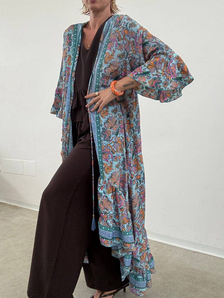 KIMONO BALZA CELESTE/ARANCIONE
