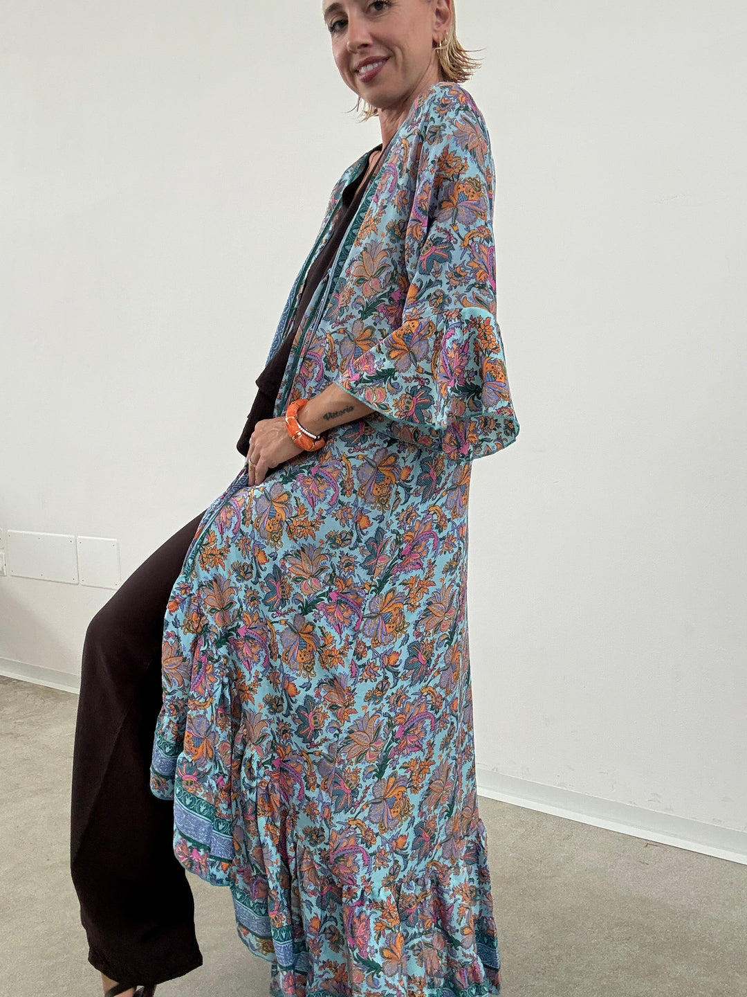 KIMONO BALZA CELESTE/ARANCIONE