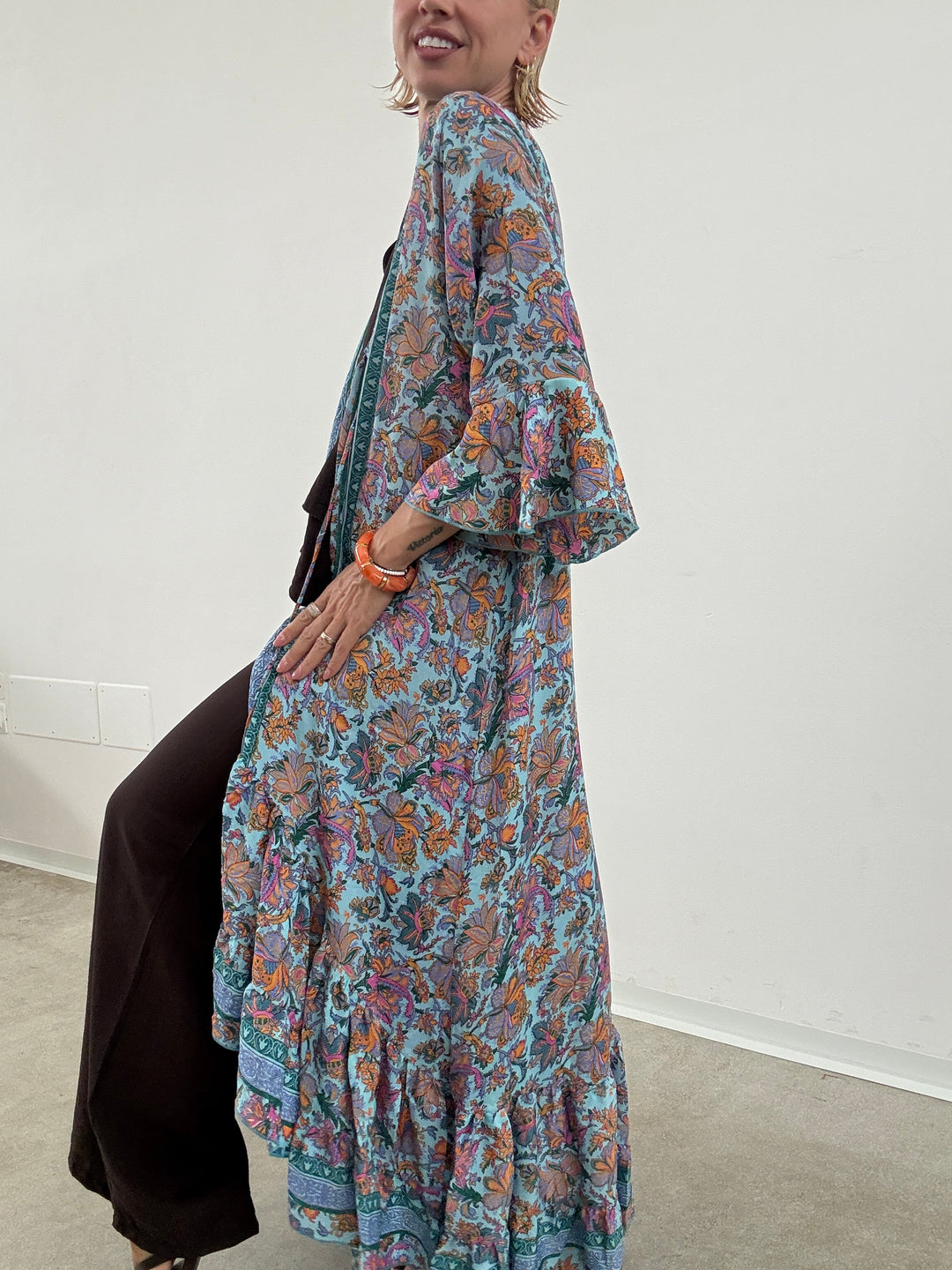 KIMONO BALZA CELESTE/ARANCIONE