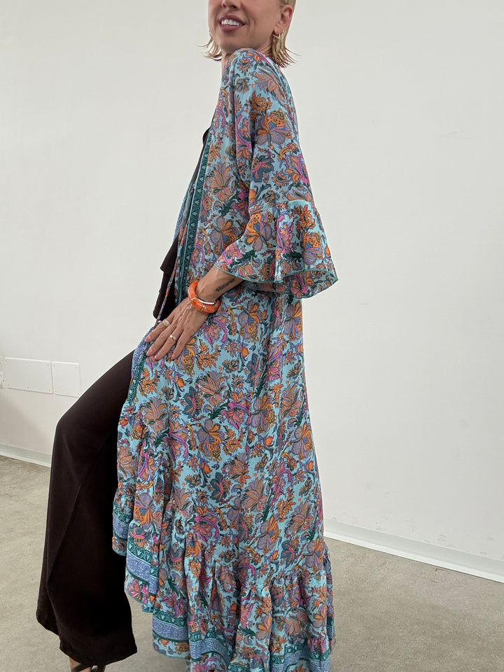 KIMONO BALZA CELESTE/ARANCIONE