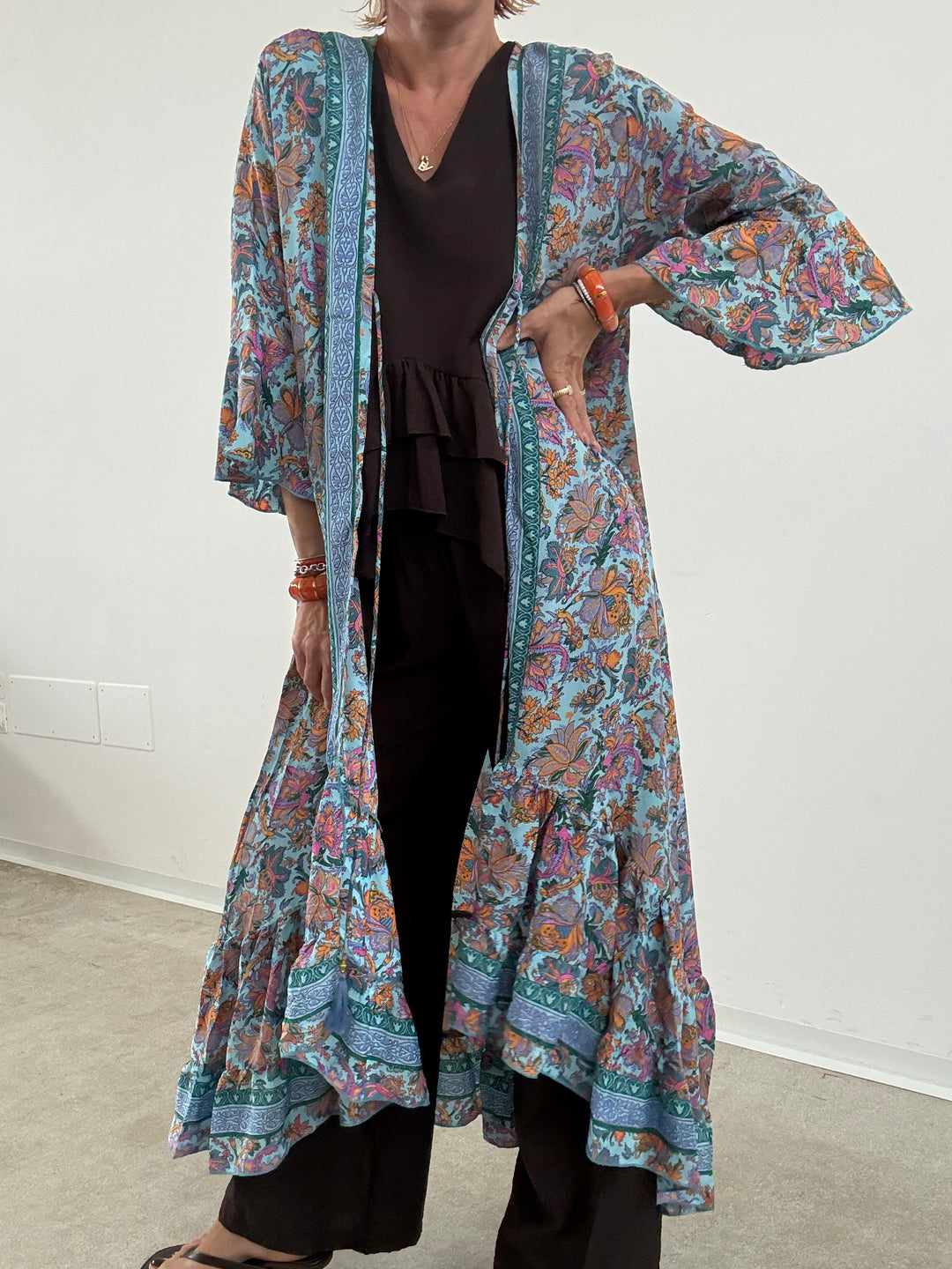 KIMONO BALZA CELESTE/ARANCIONE