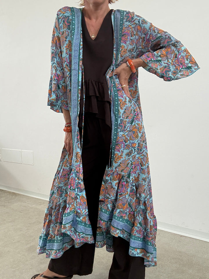 KIMONO BALZA CELESTE/ARANCIONE