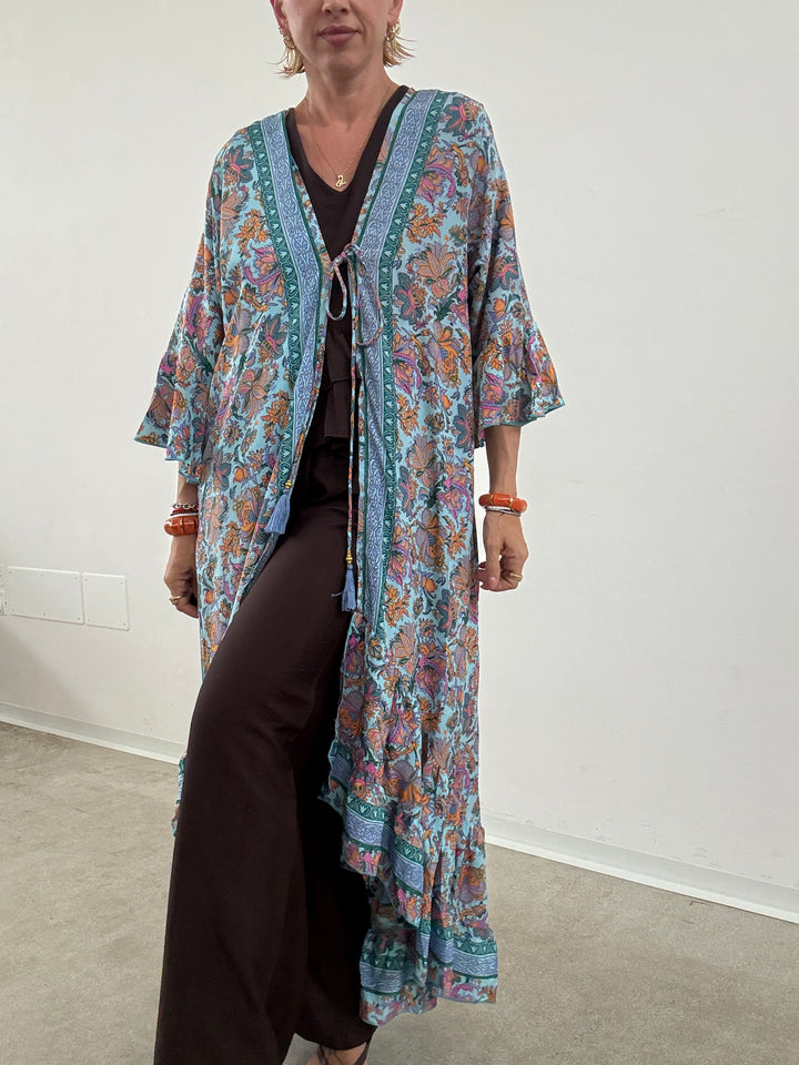 KIMONO BALZA CELESTE/ARANCIONE