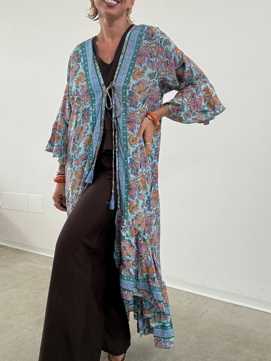 KIMONO BALZA CELESTE/ARANCIONE