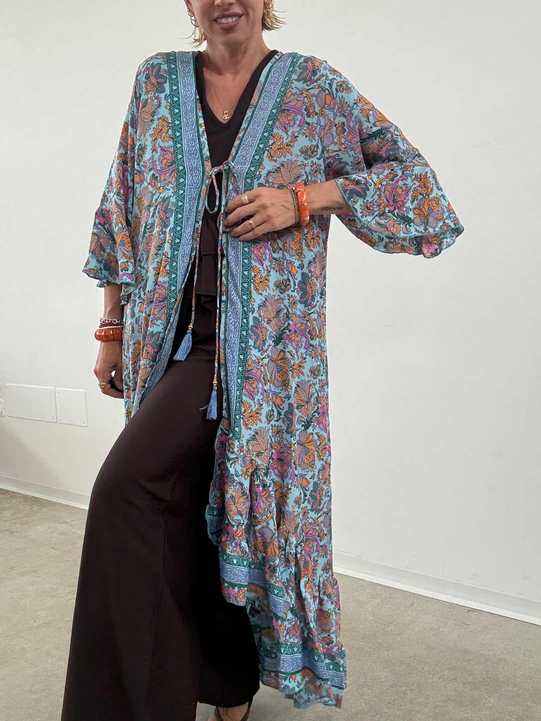 KIMONO BALZA CELESTE/ARANCIONE