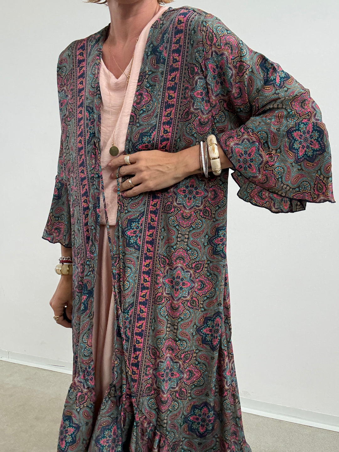 KIMONO BALZA AZZURRO/FUCSIA