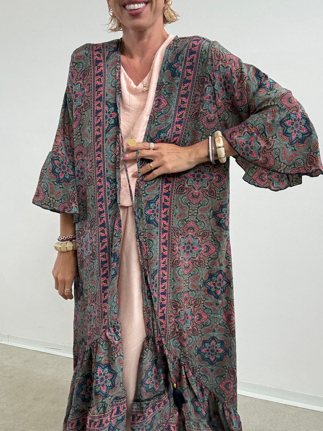 KIMONO BALZA AZZURRO/FUCSIA