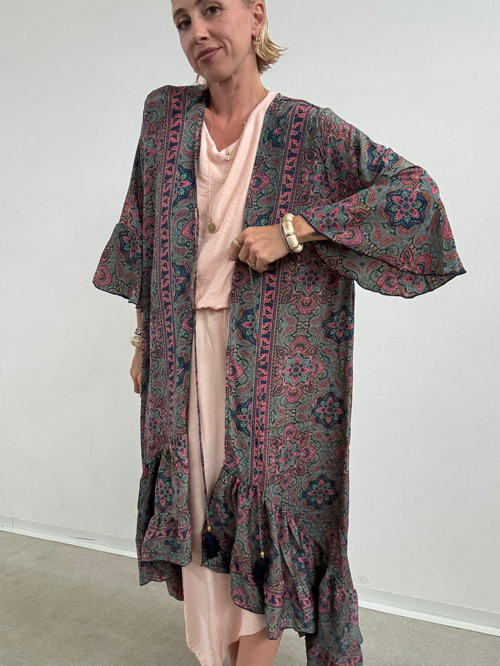 KIMONO BALZA AZZURRO/FUCSIA