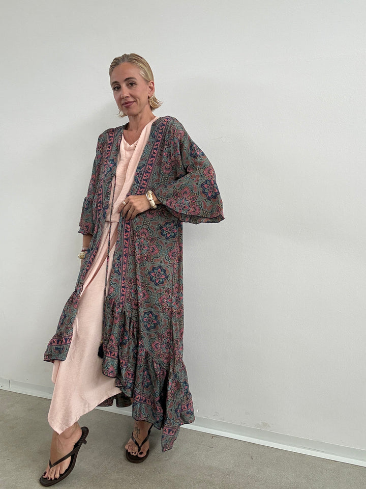 KIMONO BALZA AZZURRO/FUCSIA