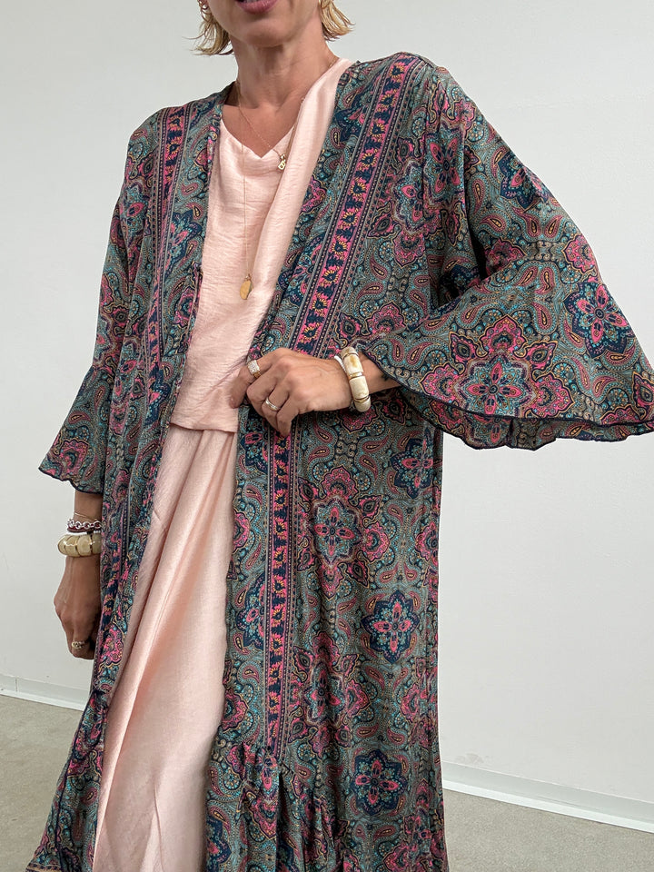 KIMONO BALZA AZZURRO/FUCSIA