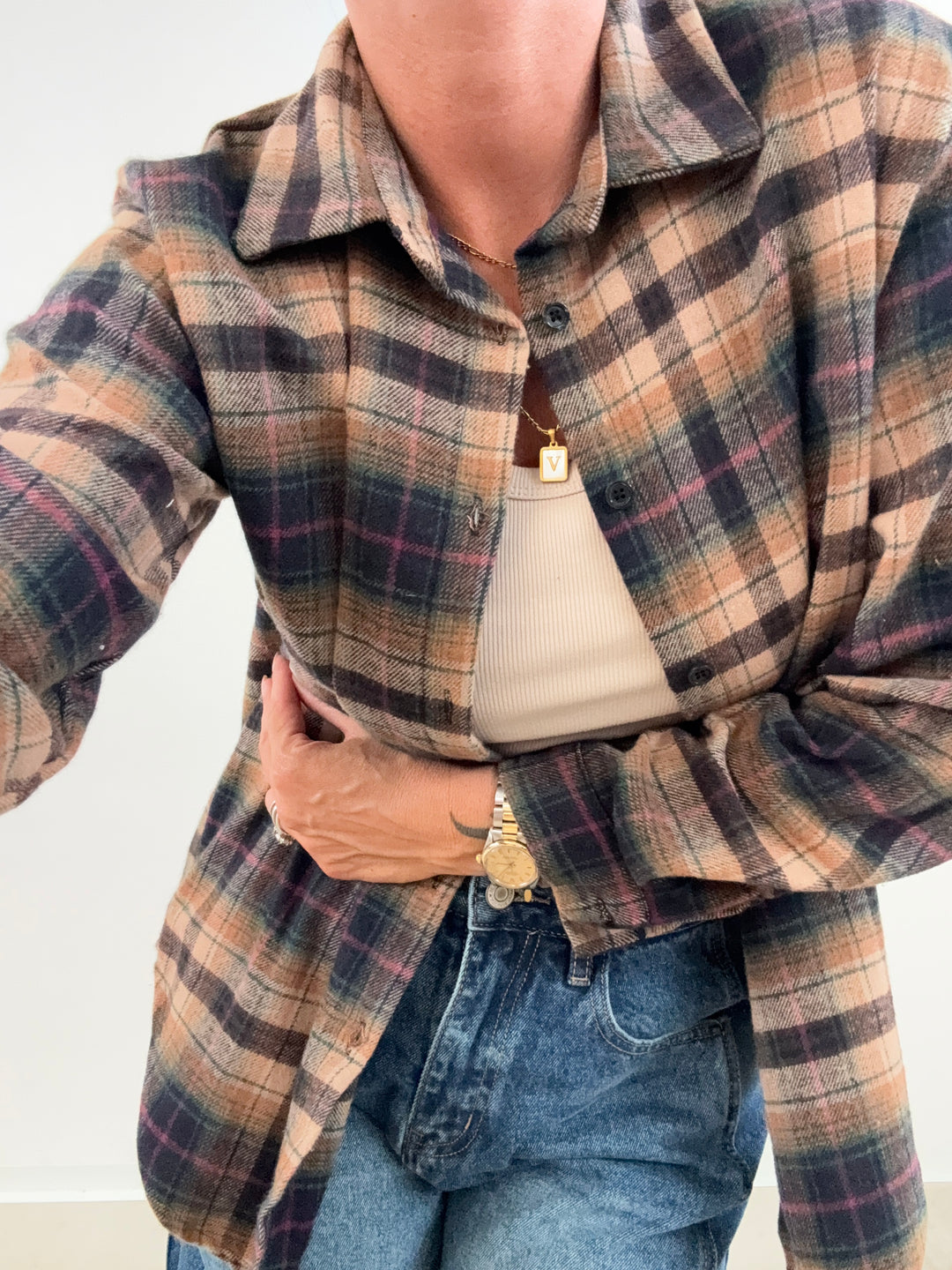 CAMICIA HEIDI CHECK CAMEL/VINO