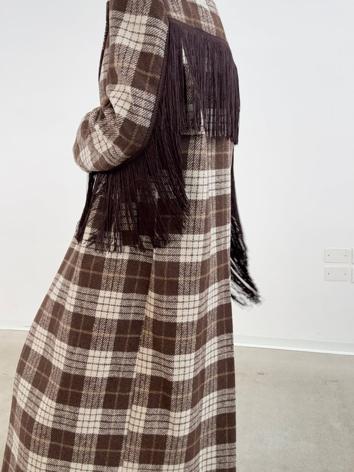 CAPPOTTO FRANGE CHECK MARRONE