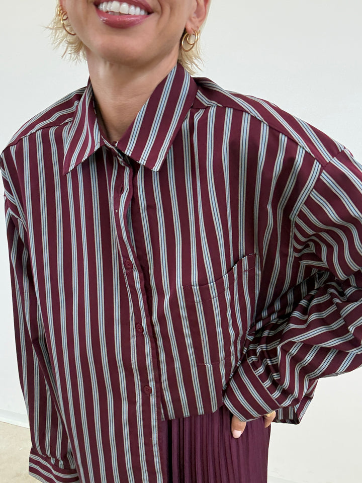 CAMICIA MANUELA RIGA BORGOGNA/CIELO