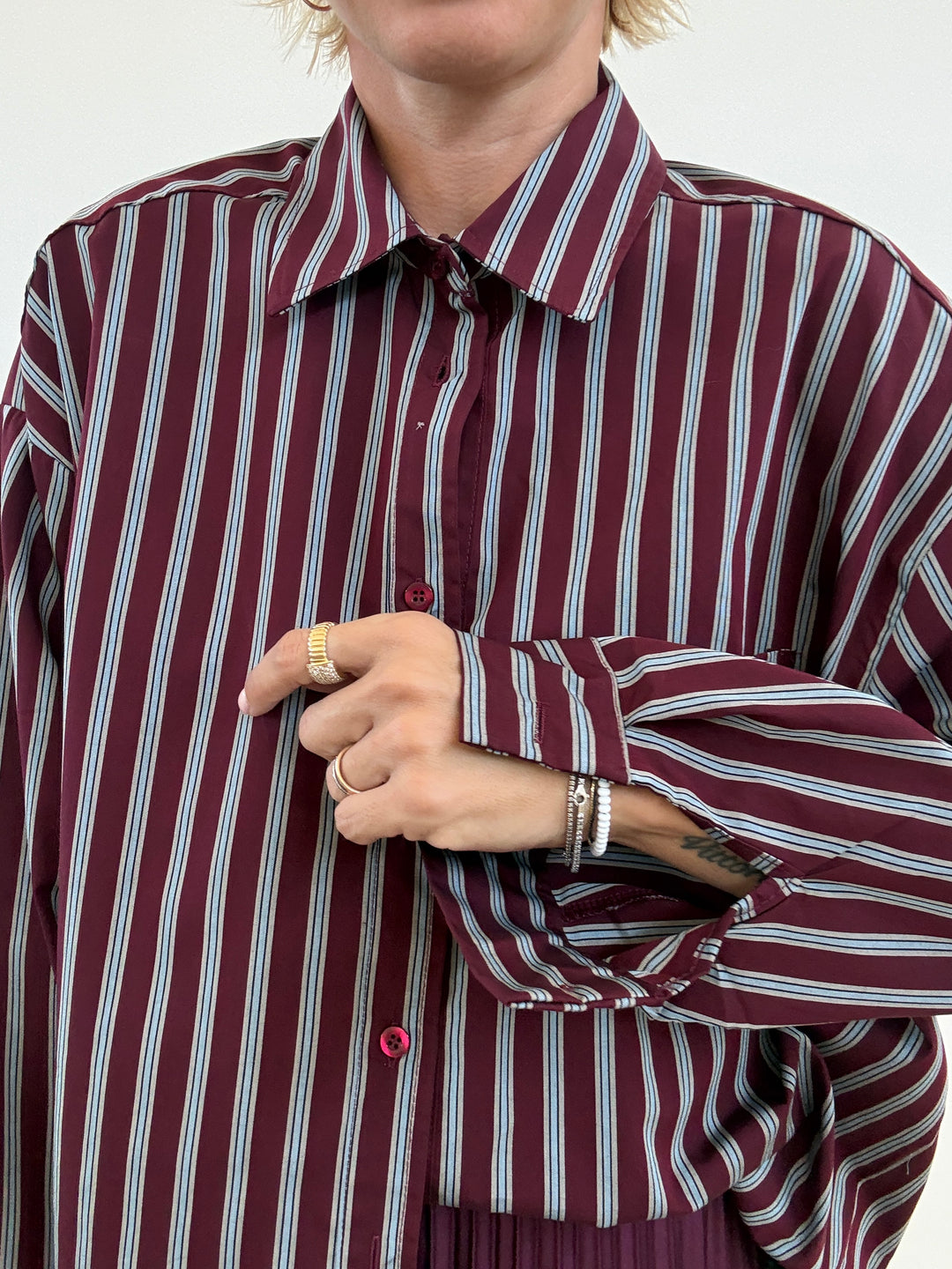 CAMICIA MANUELA RIGA BORGOGNA/CIELO