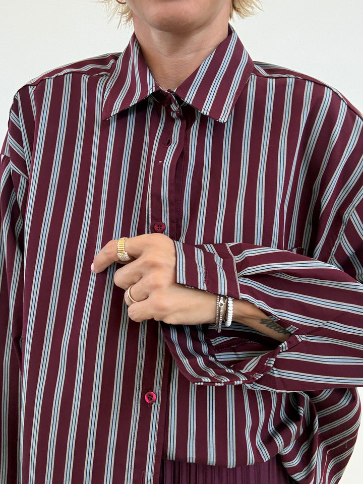 CAMICIA MANUELA RIGA BORGOGNA/CIELO