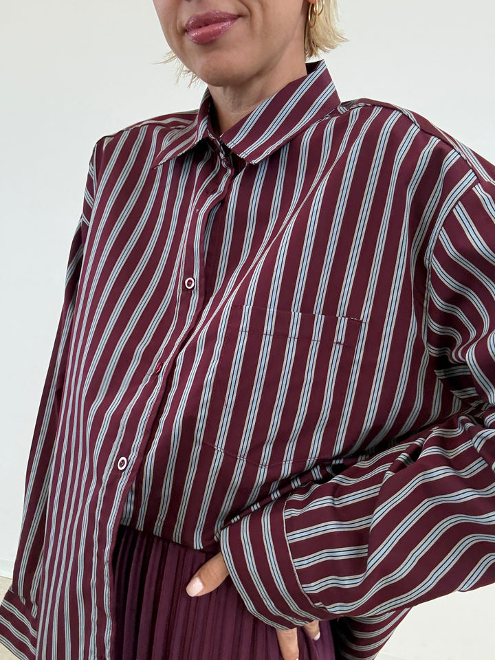 CAMICIA MANUELA RIGA BORGOGNA/CIELO